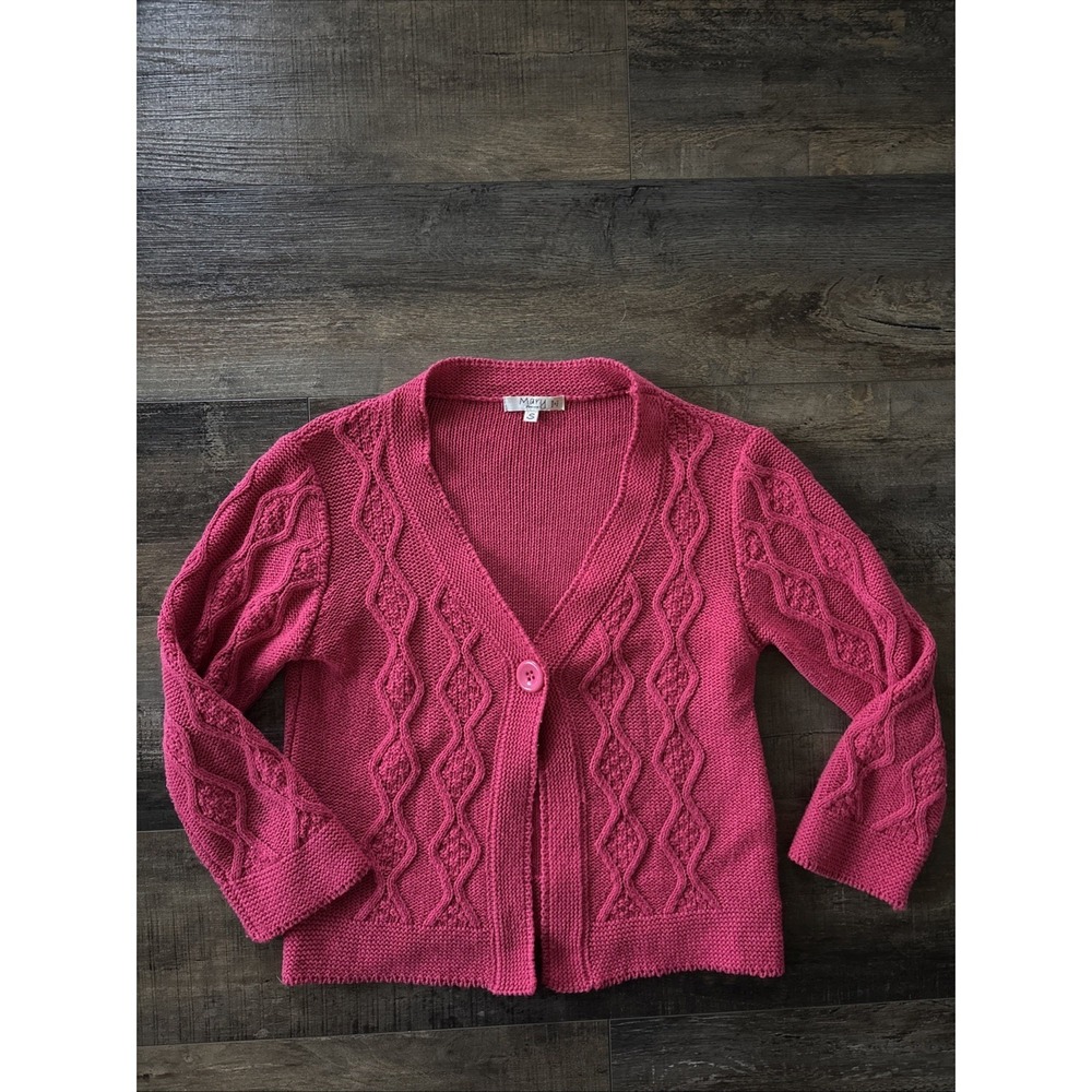 Mary Firenze Cardigan Pink Cable Knit Made In Italy Small